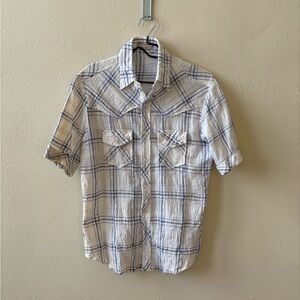 Cougar White and Blue Plaid Casual Shirt